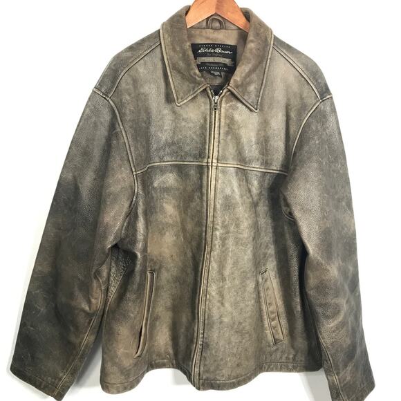 Eddie Bauer 100% Genuine Leather Distressed Vintage Jacket Men's XL Layer Winter - Picture 1 of 16